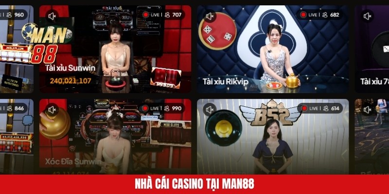 Các game casino tại nhà cái Man88